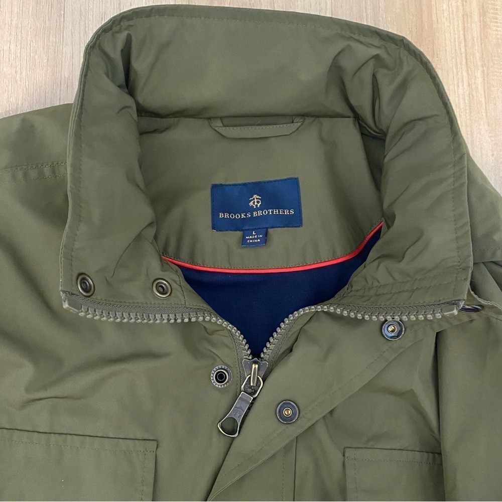 Brooks Brothers Men's Hooded Field Jacket Parka Green Water Repellent‎ Size L